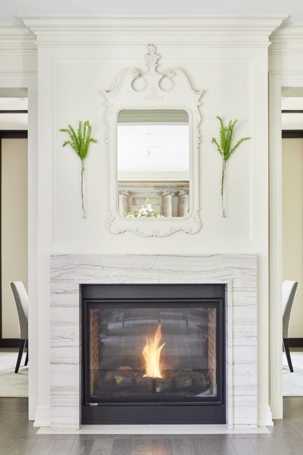 White Macaubas Quartzite Fireplace Surround